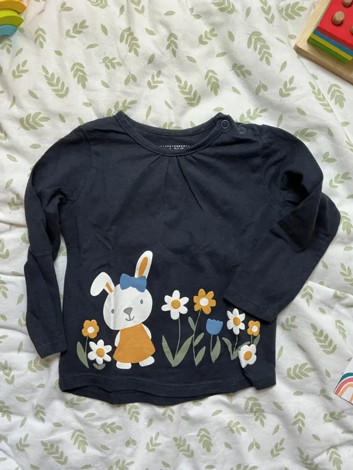 teeshirt manches longues marine dessin devant 18 mois FPC - photo numéro 3