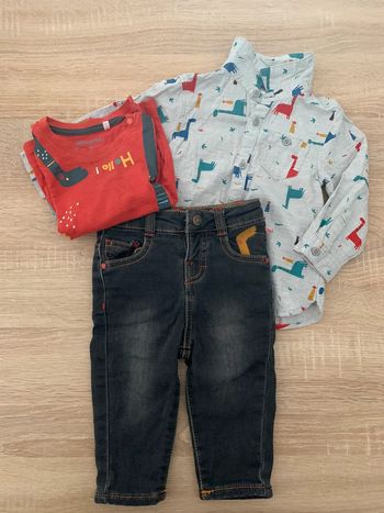 Ensemble pantalon, tee-shirt et chemise 9 mois