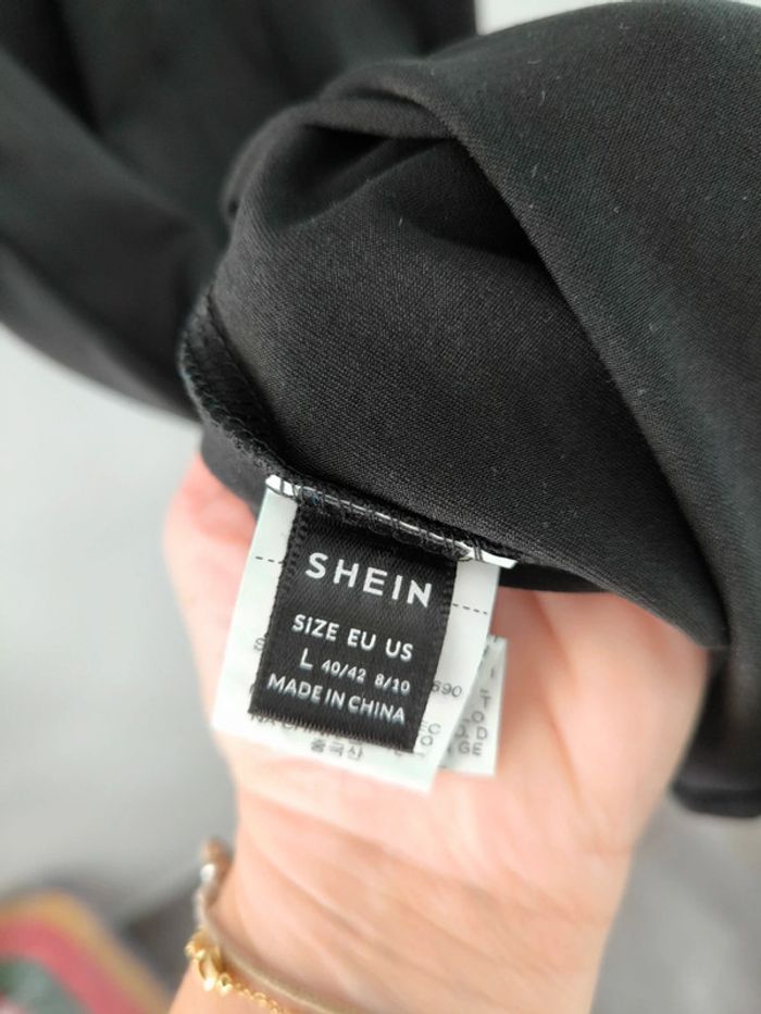 Robe longue noire Shein taille L manches transparentes volantées - photo numéro 4
