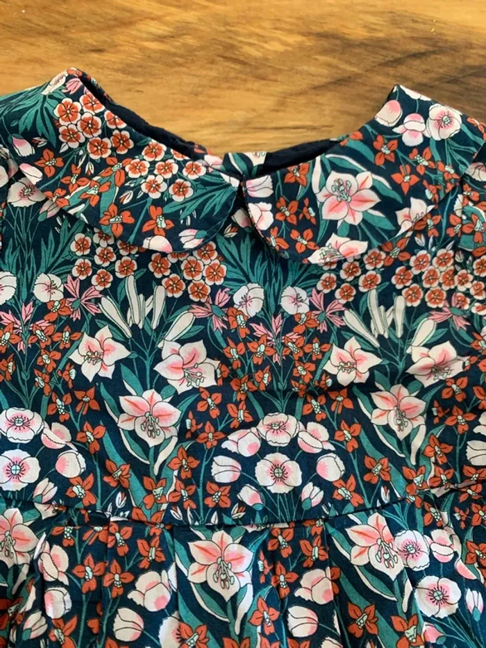 Robe fleuris Jacadi manches longues taille 12 mois - photo numéro 2