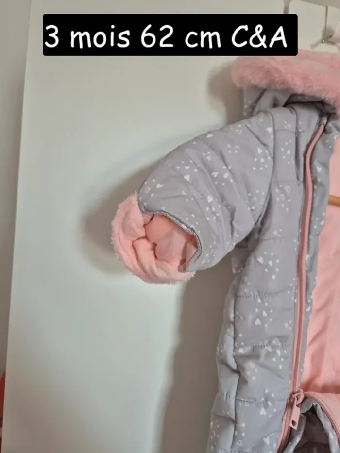 Combi pilote bébé 62 cm 3 mois C&A Disney grise intérieur rose Bambi combinaison - photo numéro 6