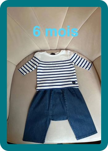 Ensemble jean sarouel et marinière 6 mois - Bonton Armor Lux