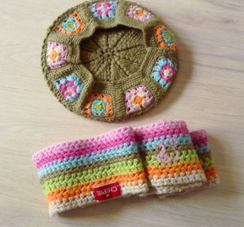 Echarpe bonnet Fille Chipie laine tricot multicolore ensemble accessoire mode TBE