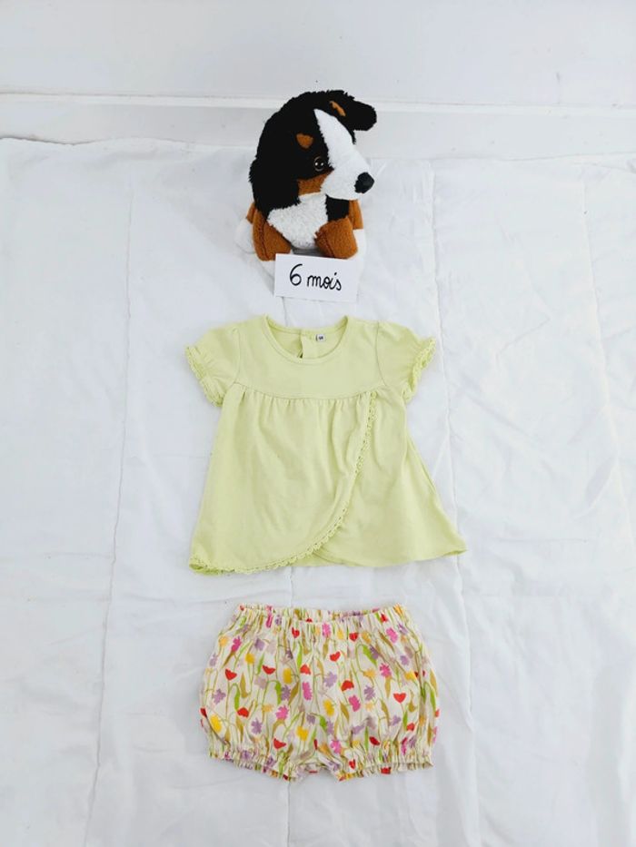 Ensemble tenue de printemps été fleurs fleuri bébé fille 6 mois