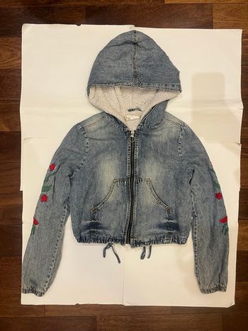 Veste en jean cropped resserrable moumoute perseption conception taille S/36