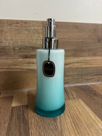 Vintage superbe vaporisateur en opaline bleue et verre soufflé Step Paris neuf