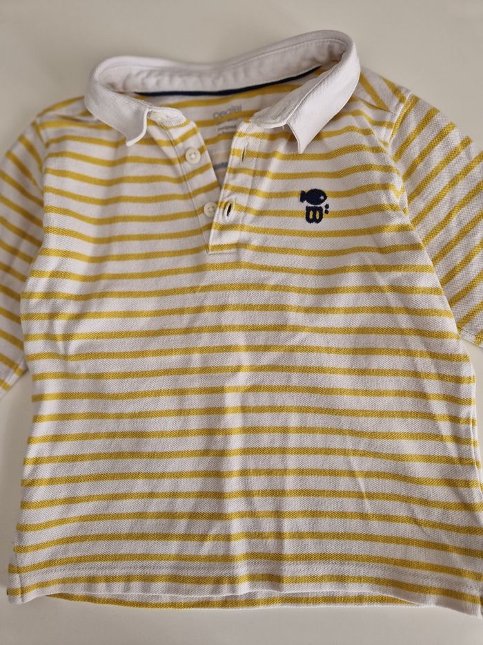 Polo rayé jaune bébé garçon 24 mois - photo numéro 2