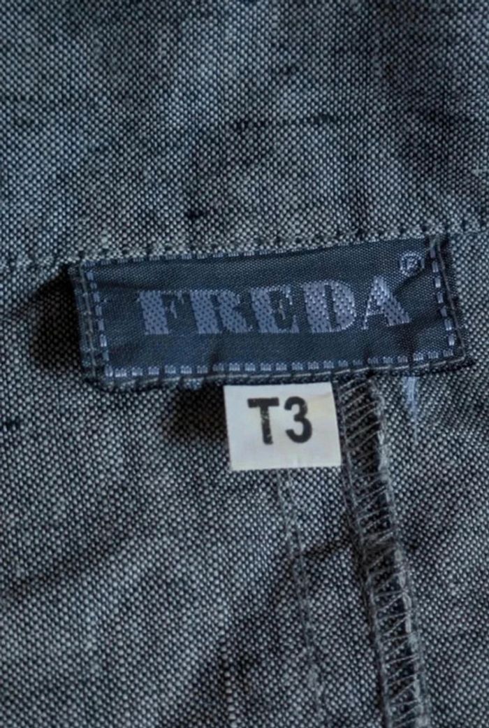 🖤Chemise en lin gris motif neige vintage haut de gamme freda taille l 40 homme - photo numéro 4