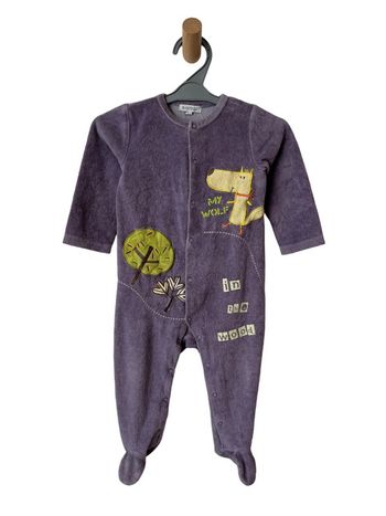 Pyjama velours violet (loup et arbres) - In Extenso 12 mois (80cm)