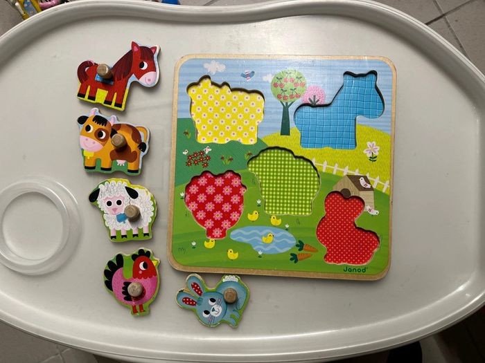 Puzzle boutons bois janod 5 pièces - photo numéro 2