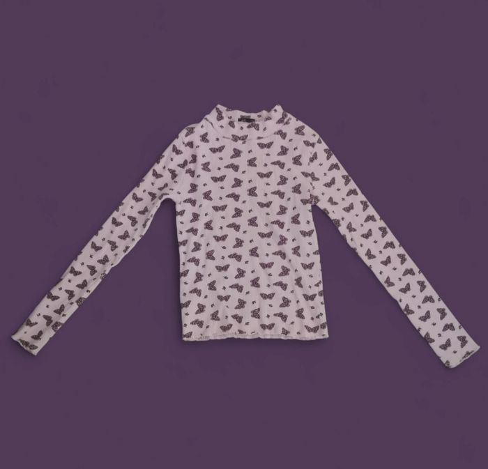 Pull petit col roulé rose motifs papillons 10/12 ans fashion private compagny kid