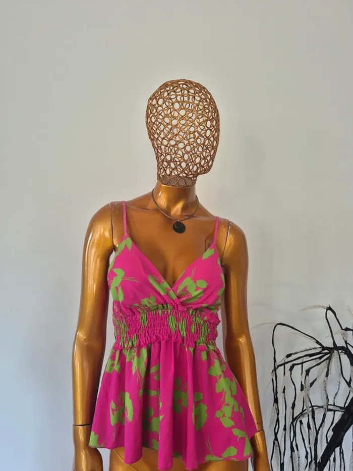 Débardeur Fuschia et Vert Femme Taille Unique