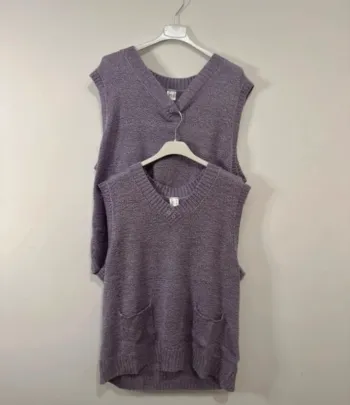 Lot de 2 Pulls Tuniques Femme – Violet – Sans Manches – Taille 46/48