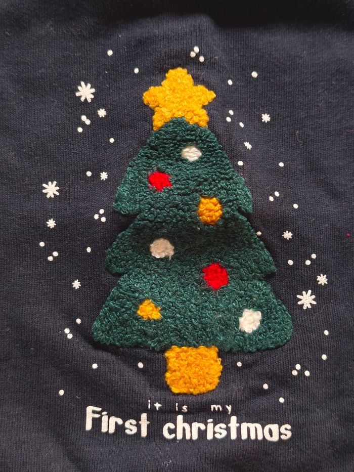 Sweat de Noël Bleu Foncé Coton Kiabi 9 mois - photo numéro 4