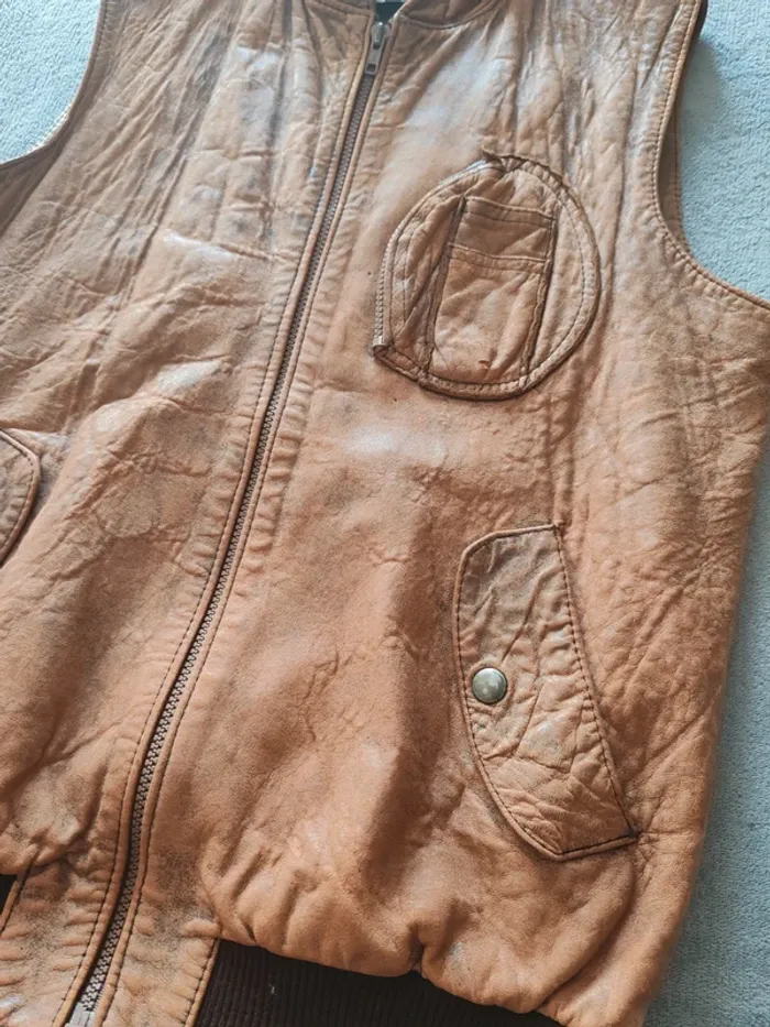 Gilet sans manches cuir vieilli “Christophe – Mussidan” Taille M (Homme) - photo numéro 2