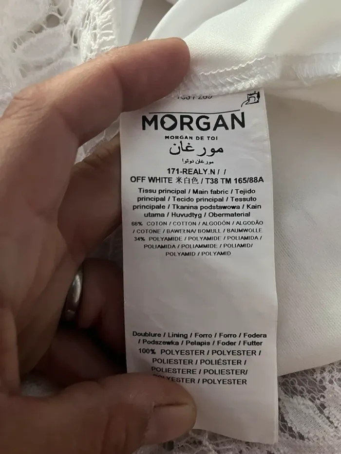 Robe Morgan en dentelle blanche col bardot (T36) - photo numéro 5