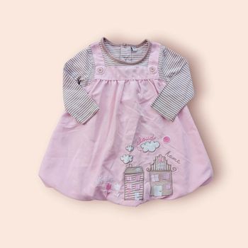 🔸Robe Rose en Superposition T-shirt - 6 Mois🔸