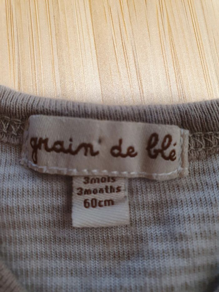 Pyjama velours Grain de blé taille 3 mois 60cm - photo numéro 4