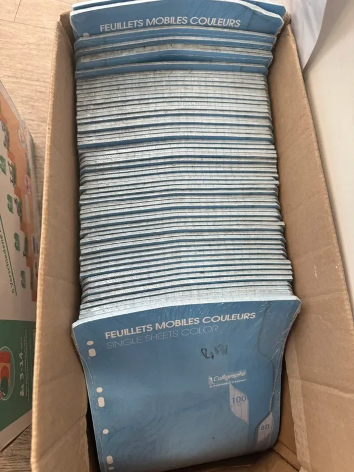 Feuille simple perforé grand carreau bleu clair - photo numéro 2
