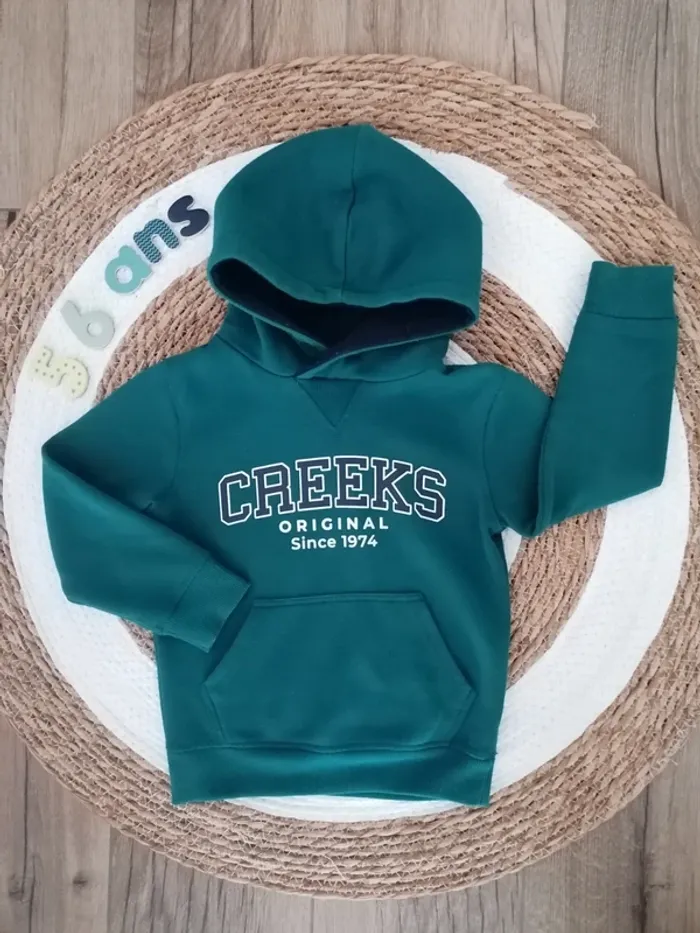 Sweat à capuche vert foncé - Creeks - 5/6 ans