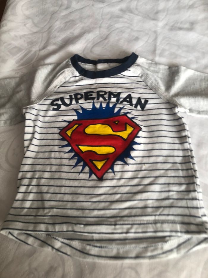 Ensemble tee shirt superman et pantalon 12 mois - photo numéro 2