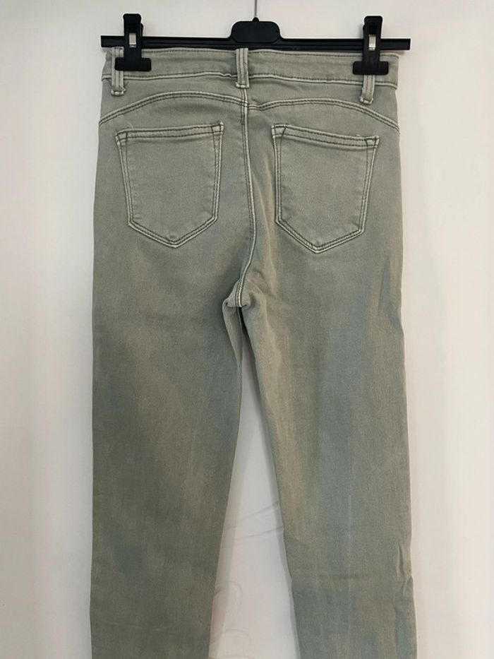 Pantalon jean vert d’eau clair très extensible taille haute coupe skinny Miss Bon taille 36 - photo numéro 6