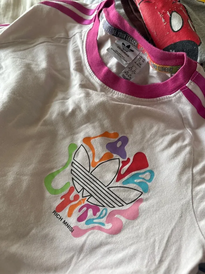 TEE shirt adidas taille 32-34 xs fille rose - photo numéro 2
