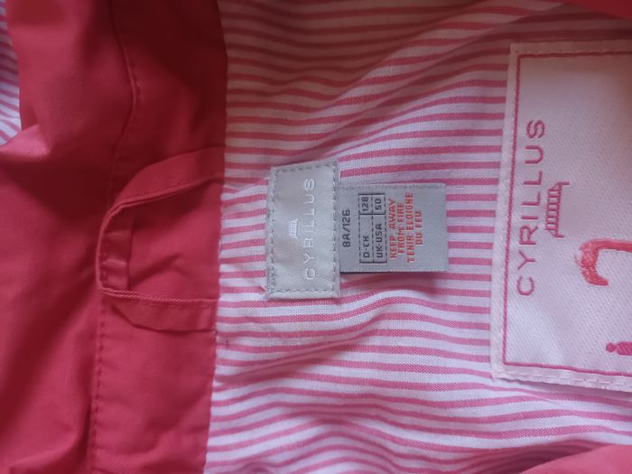 imperméable cyrillus neuf 8 ans fille corail avec capuche et doublé - photo numéro 3
