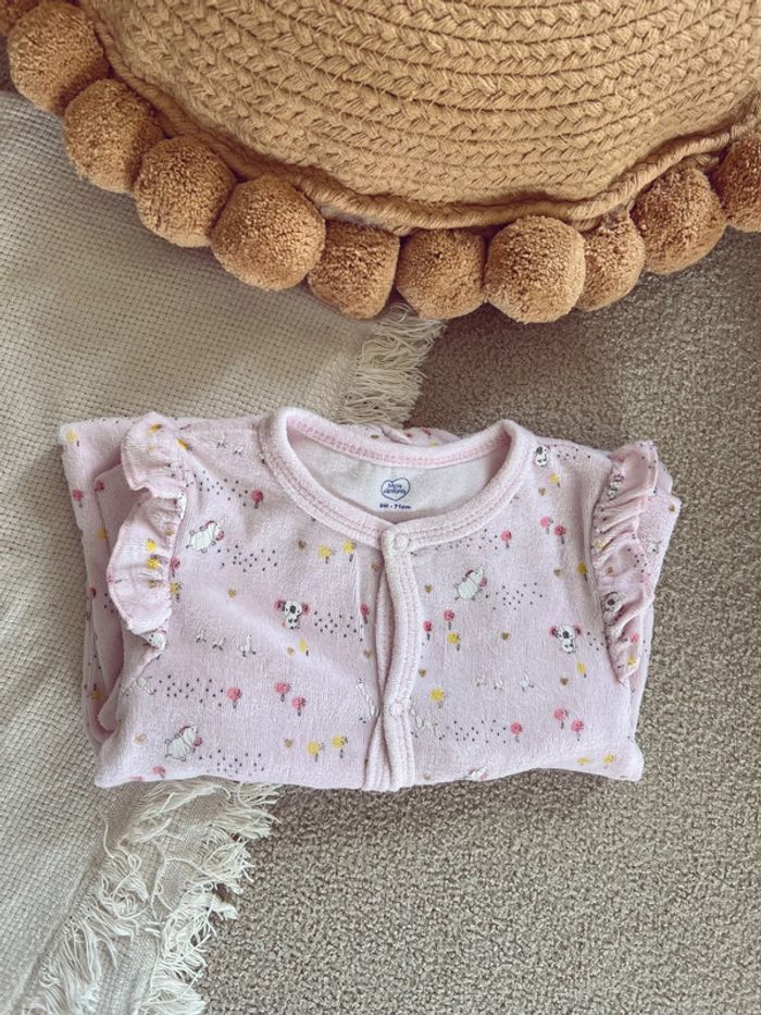 Pyjama velours rose à volants