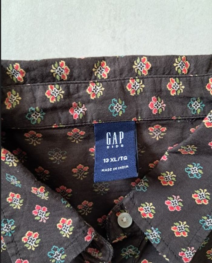 Chemise Gap Kids, taille 34 - 36, marron à motifs - photo numéro 2
