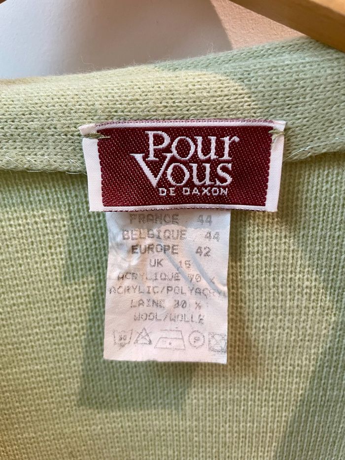 Gilet cardigan vert pastel coton acrylique Daxon taille 44 - photo numéro 2