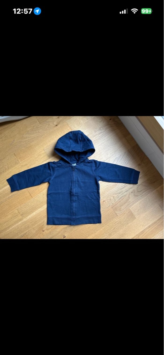 Sweat zippé uni marine H&M unisex - photo numéro 3