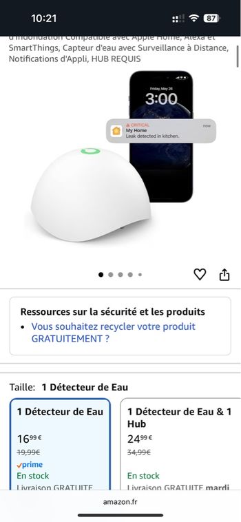 Détecteur fuite d’eau x 2