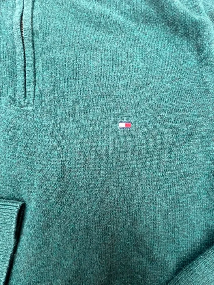 Pull 1/4 zip tommy Hilfiger vert taille M - photo numéro 2
