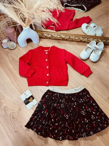 Taille 3 ans tenue 3 pièces fille Monoprix TAO rouge et noire * motifs * 🌹