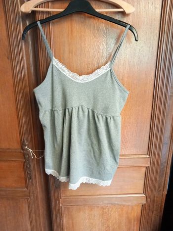 🍓débardeur top bretelle T40 Coton elasthan gris