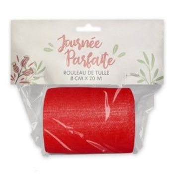 Rouleau de tulle rouge 8 cm x 20 mètres