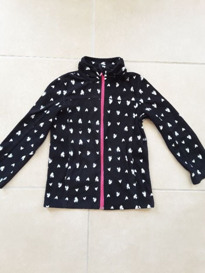 Gilet polaire noire et blanc fille 8 ans TISSAIA TBE