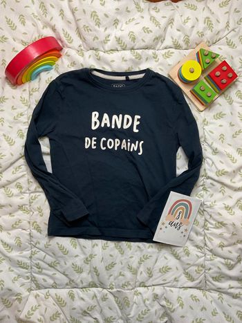 teeshirt manches longues bleu marine bande de copains 8 ans NPO