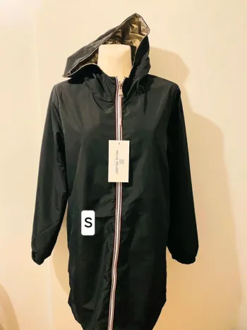 Manteau parka femme imperméable réversible long souple noire doré taille S