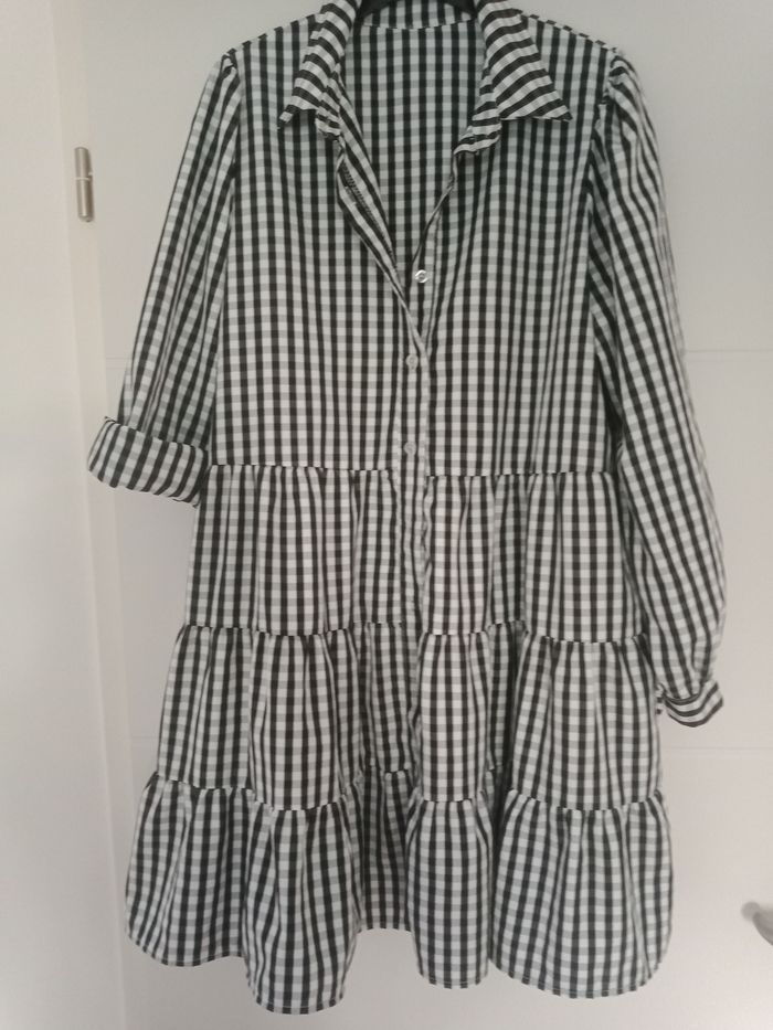 Robe courte carreaux noir et blanc Made in Italy - photo numéro 2