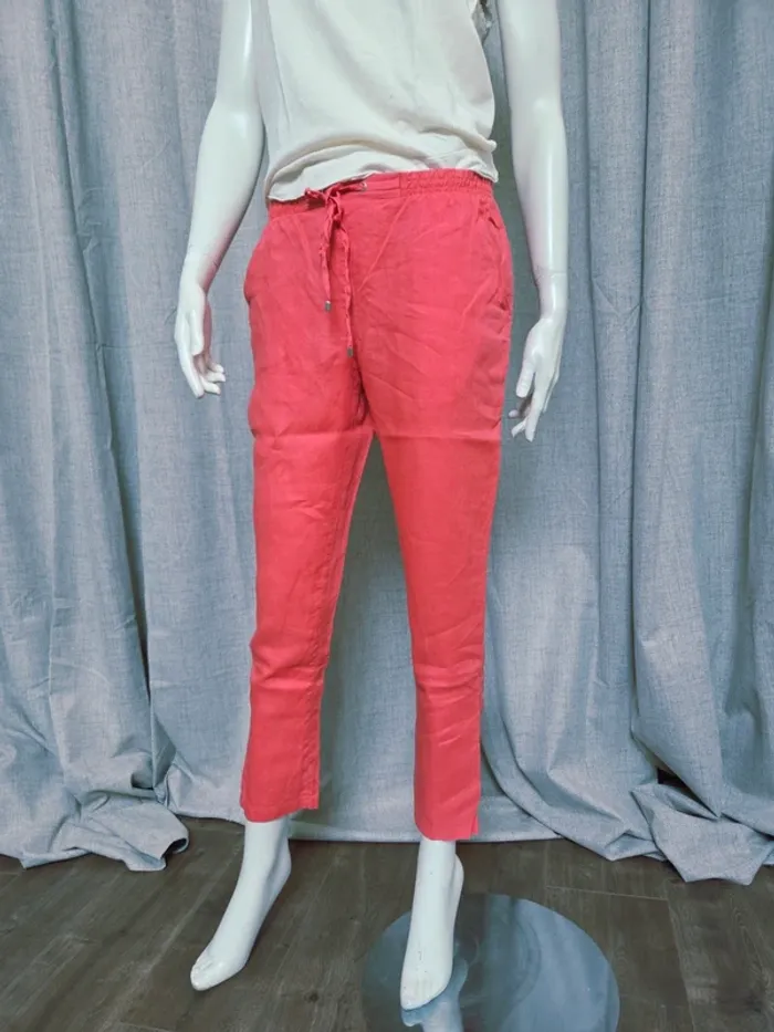 Pantalon rose corail en lin S club med - photo numéro 3