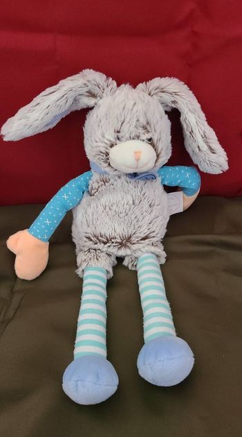 Doudou et compagnie lapin pantin marron bleu orange LES CHOUPIDOUX