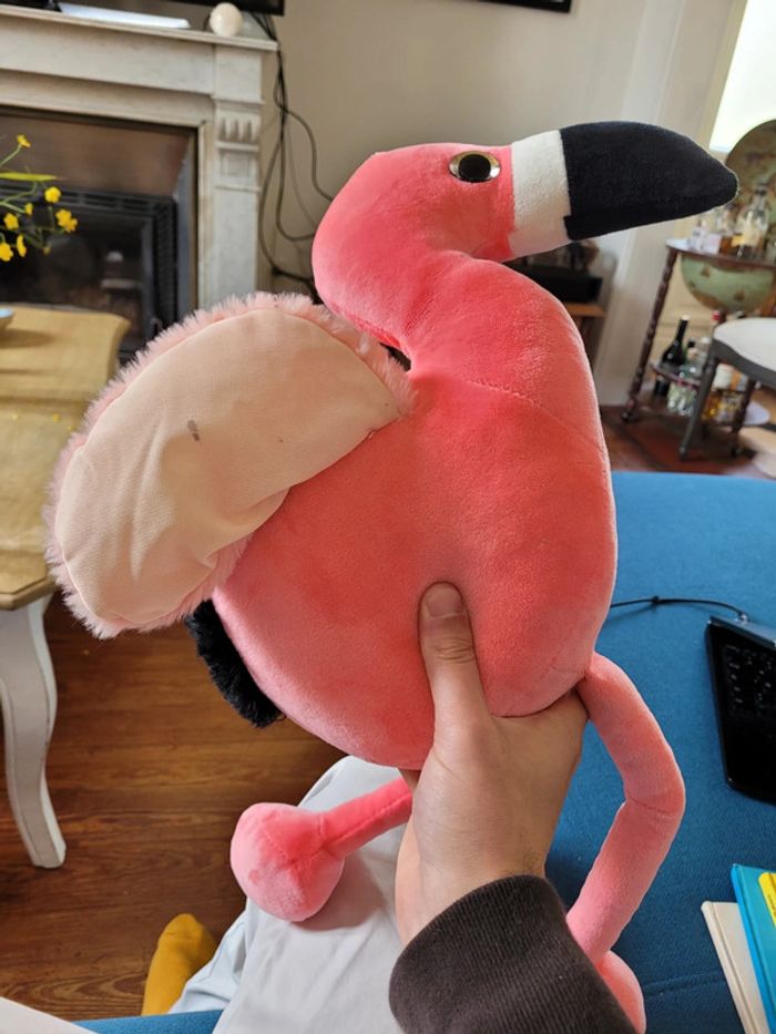 Peluche Grand Flamand Rose 55cm oiseau genre Ty ailes doudou - photo numéro 4