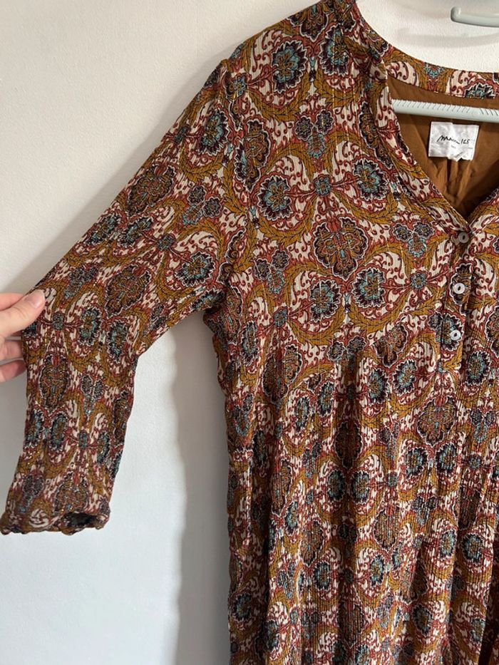 Adorable rose manches 3/4 • motifs • soie / fibres métallisées • Maison 123 • taille 40/L - photo numéro 3