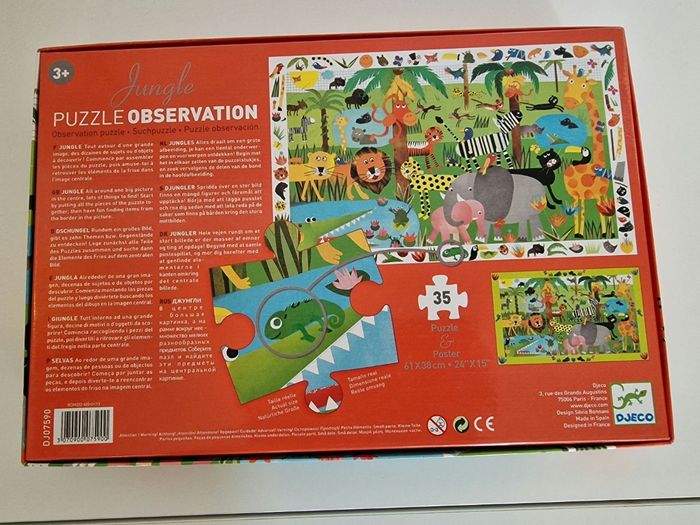 Djeco puzzle observation 35 pieces avec poster - jungle - photo numéro 2