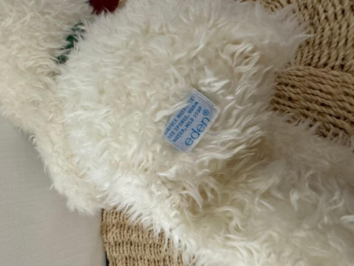 Lapin blanc peluche avec ruban eden - photo numéro 4