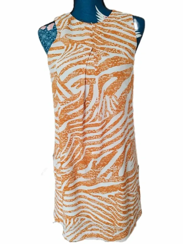 Robe d'été manches courtes zébrée orangée- Drop Sauvage - photo numéro 2