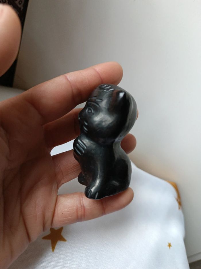Chat cat kitten kitties Kitty noir black pierre noir volcanique obsidienne terre cuite sculpture - photo numéro 6