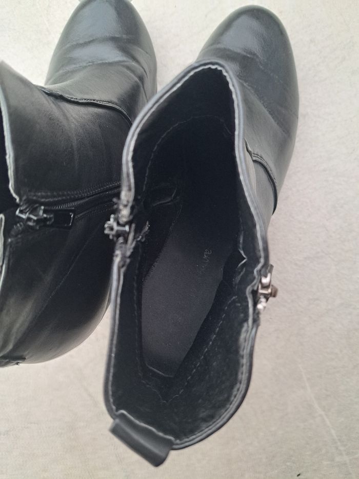 Bottines à talons noir simili cuir 👢 - photo numéro 7